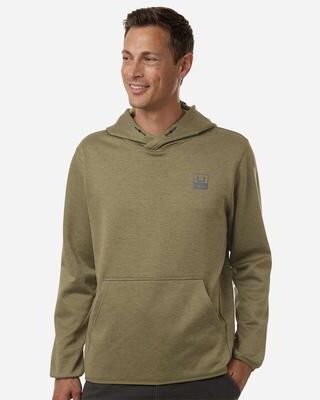 HUK H130093 Men's Coldfront+ Performance Hooded Sweatshirt in Overland Heather size Small   Polyester/Spandex Blend