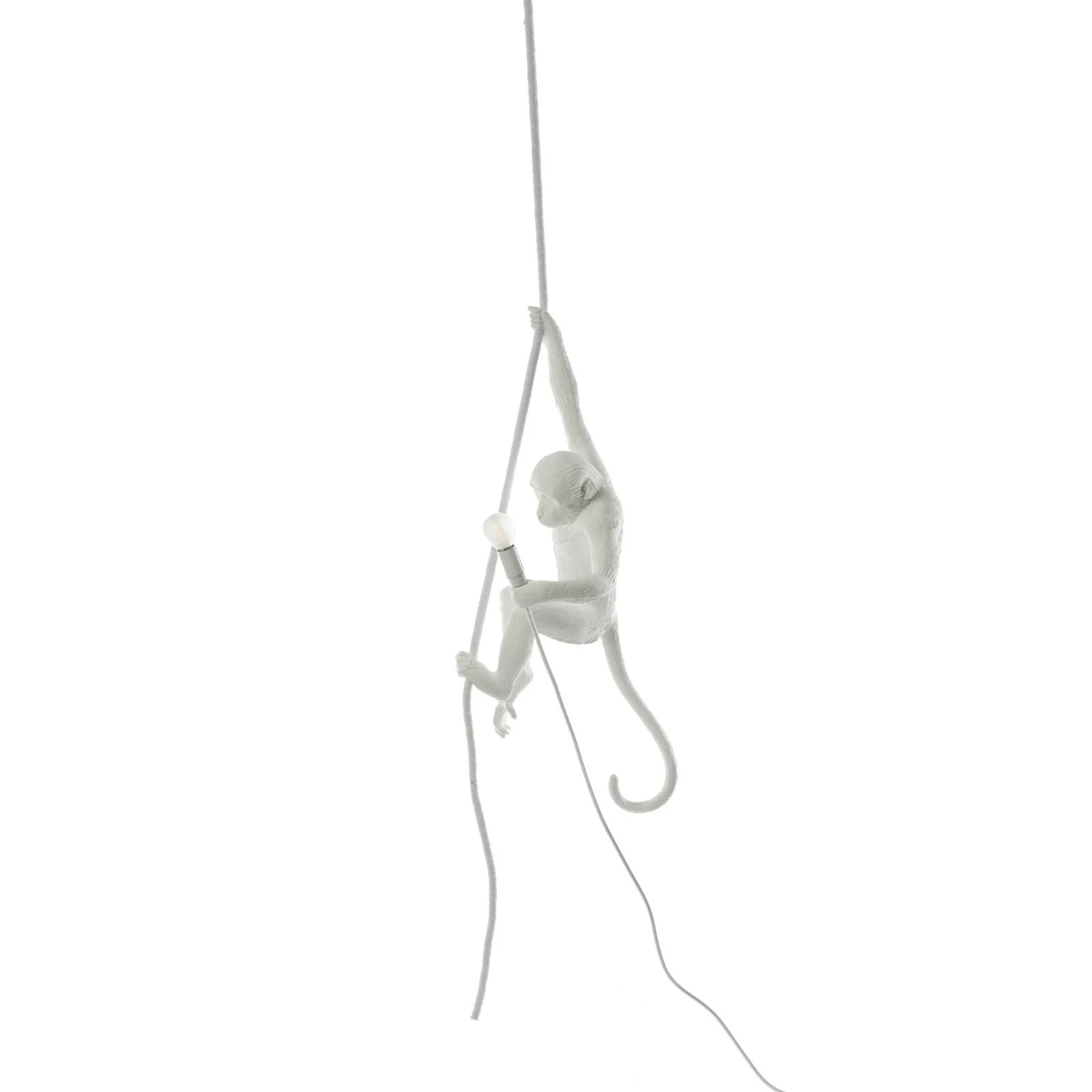 Seletti Monkey Lamp met touw - Witte hanglamp van kunststof