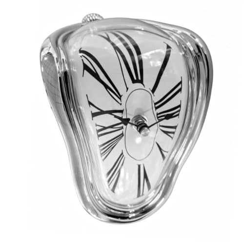 Relaxdays Analoge Design Tafelklok Salvador Dali, Zilver