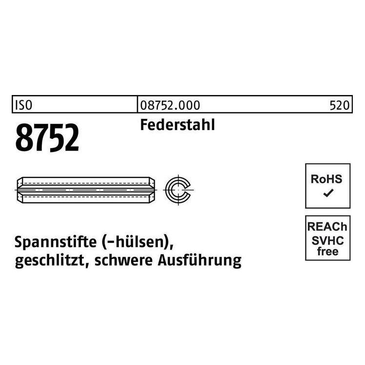 Spannstift ISO 8752 geschlitzt 4 x 4 Federstahl schwere Ausf. ISO 8752 (087520009040004)