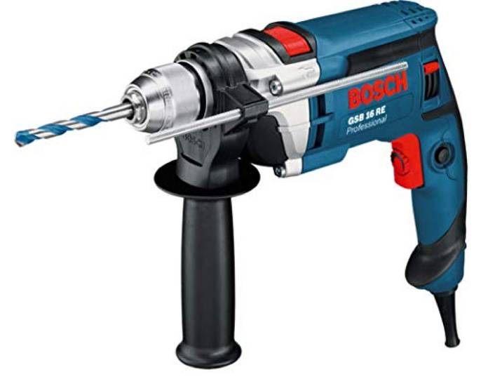 Bosch Home and Garden Professional GSB 16 RE Schlagbohrmaschine + Schnellspannbohrfutter 13 mm + Tiefenanschlag 210 mm + Zusatzhandgriff + Koffer (750 W)