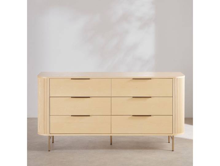 Doppelkommode aus Eschenholz, Eschen- und Ahornfurnier, 160 cm lang