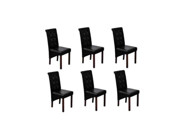 HGPOTUY Esszimmerstühle 6 STK. Schwarz Kunstleder Massivholzbeine, Antik Design, Ergonomische Form, Pflegeleicht, 110 kg Belastbar