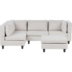 ECKSOFA Modul 4-Sitzer rechtsseitig Hellbeige Stoff mit Ottomane Unstad