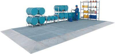 Bodenauffangwanne ASECOS, Stahl verzinkt, 20 l Auffangvolumen, B 500 x T 500 x H 123 mm, 2000 kg Radlast
