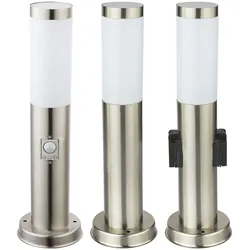 3er Set Steh Leuchten Außen Edelstahl Bewegungsmelder Steckdose im Set inklusive LED Leuchtmittel