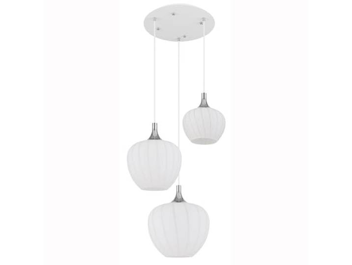 Hängelampe Esszimmerleuchte Pendelleuchte 3-Flammig verchromt Glas weiß Muster