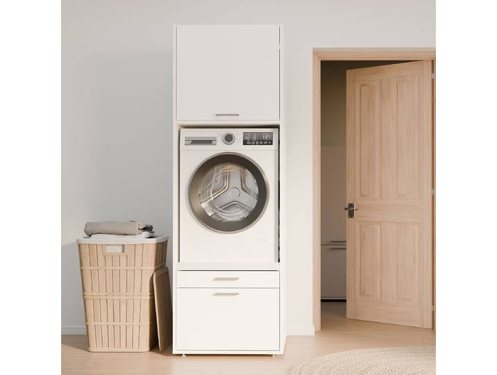 Armoire 1 porte 66cm Blanc/Blanc