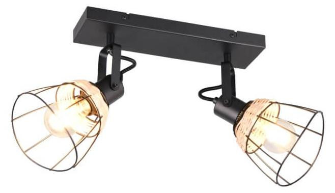 Trio Jerome design plafondlamp zwart 2-lichts