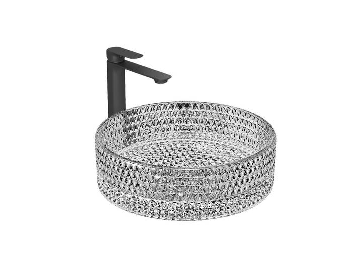 WASCHBECKEN Klarglasspüle Rund Ø36 / 11,2 cm