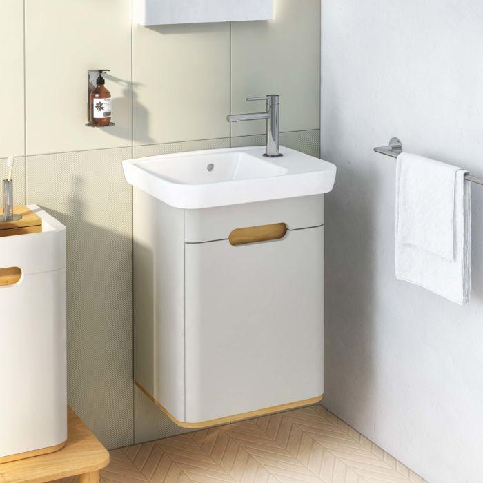 VitrA Sento Waschtisch-Möbel-Set 65980 50x37,5x68,5cm, Türanschlag links, hellgrau matt, Dekor