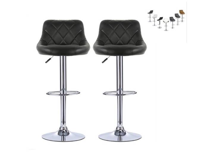 HSTURYZ Lot de 2 Tabouret de Bar Confortable Dossier Rembourré Pivotantes et Réglables en Hauteur 59cm-79cm Noir