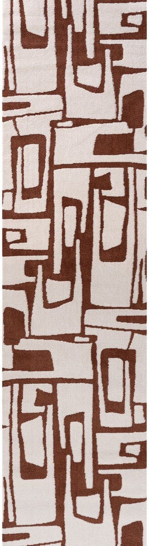 THE RUGS Loft Modern Abstract Living Room Area Rug and Runner Soft Pile Orange/Ivory Runner 80 x 300 cm