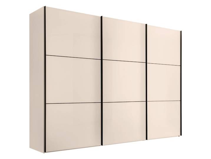 Schwebetürenschrank Includo-Glas Elfenbeinfarben