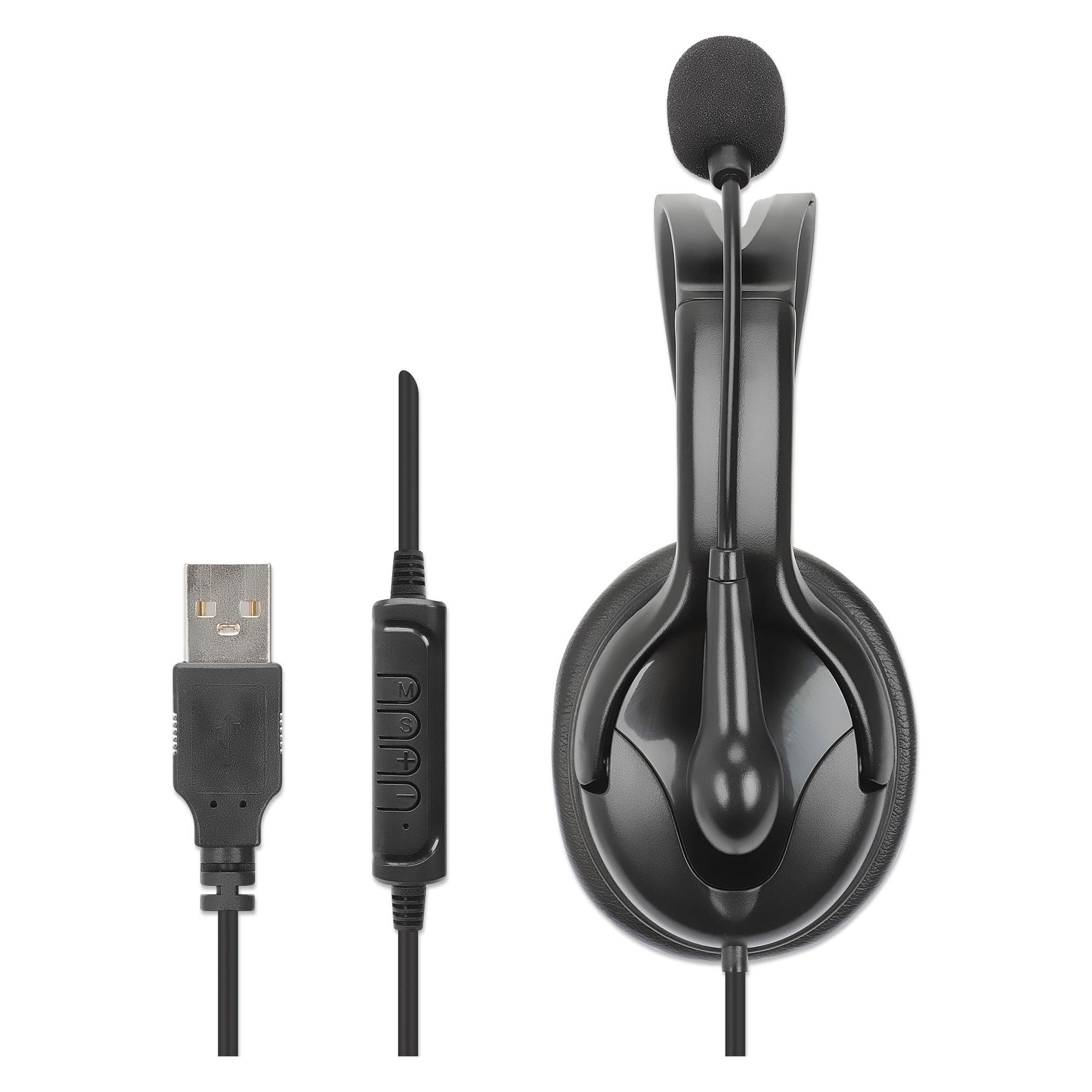 Manhattan Mono USB-Headset mit reversiblem Mikrofon (Kabelgebunden) (180849)