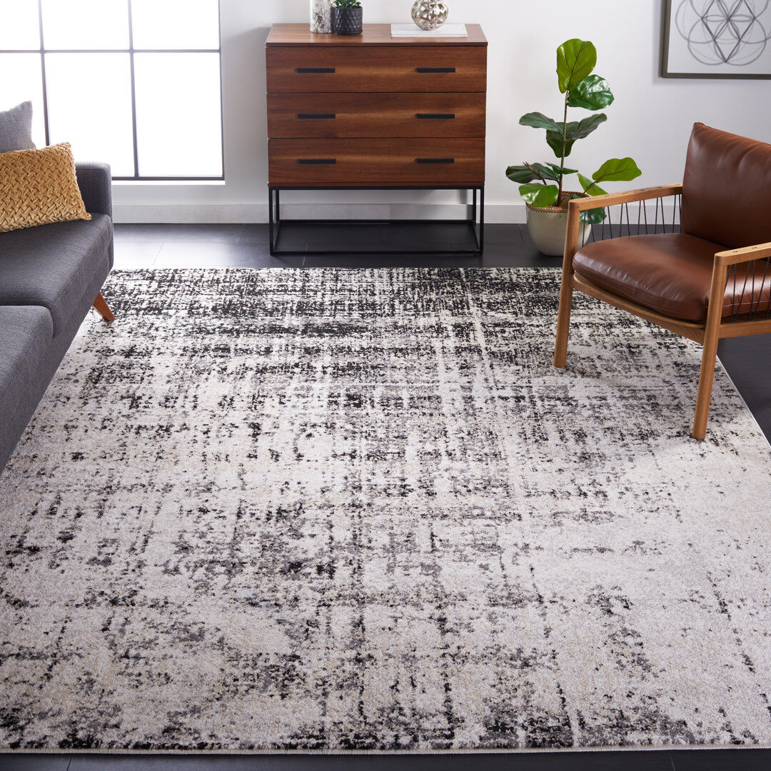 Trent Austin Design Alaric Geometric Looped / Hooked Area Rug Beige;Black Rectangle 235 x 305 cm