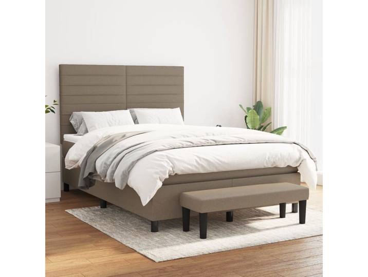 vidaXL Boxspringbett, Boxspringbett mit Matratze Taupe 140x200 cm Stoff