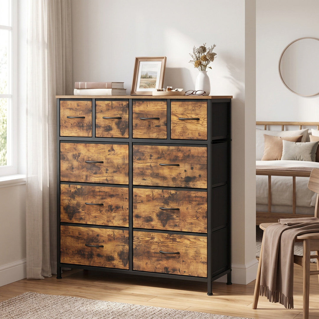 Brayden Studio 10 Drawer Storage Drawer Brown 96.2cm H X 30cm W X 98.7cm D