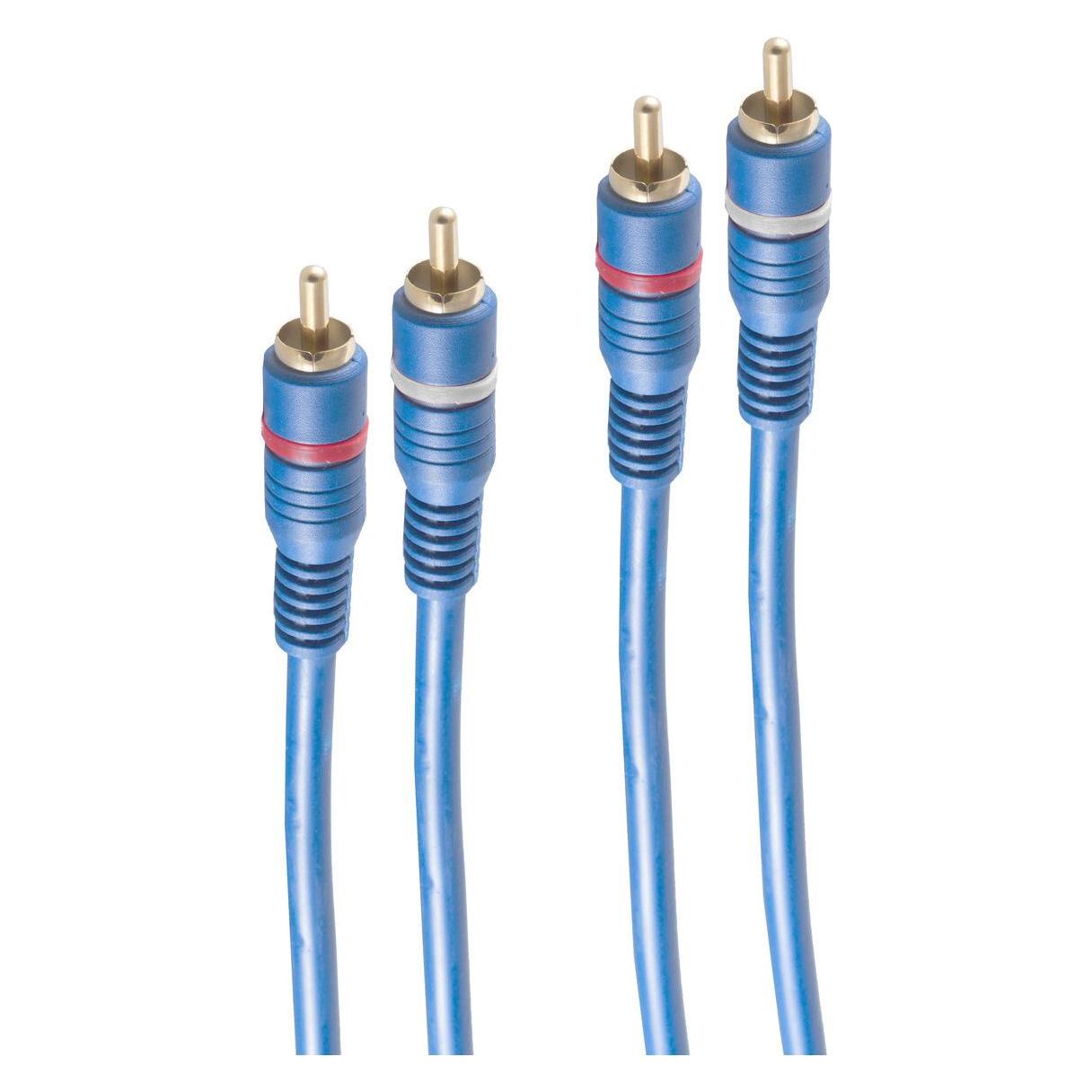 Shiverpeaks -BASIC-S--Cinchkabel, 2 Stecker / 2 Stecker, TWIN Kabel mit Remoteleitung, blau, 5,0m (2.50 m, Cinch Kabel) (BS40605)