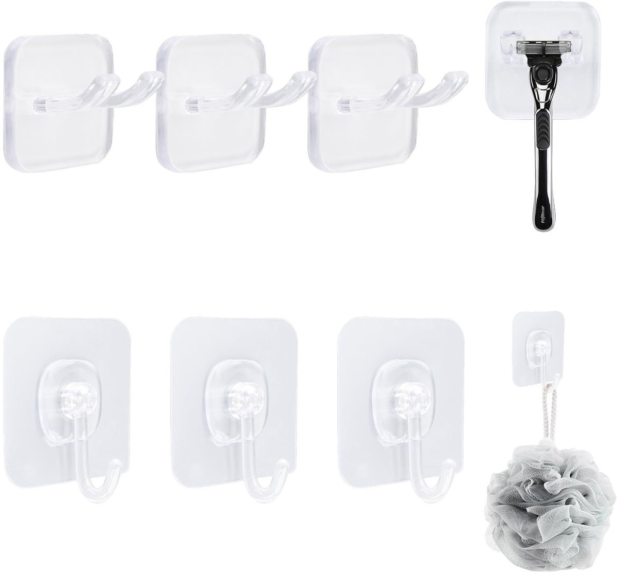 Dailygoods Scheerapparaathouder Transparant - Wandhaak en Handdoekhaak van Waterdicht Kunststof