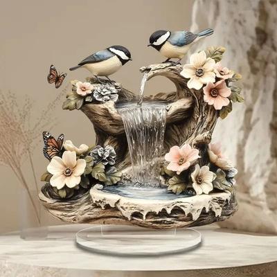 Uplifted Finds Bird And Butterfly Garden Fountain Acrylic Desktop Ornament Bird And Butterfly Garden Fountain Acrylic Desktop Ornament