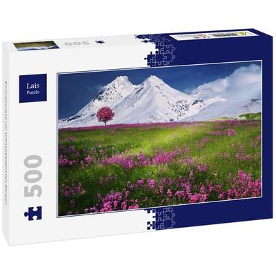 Lais Puzzle Blumenwiese vor schneebedeckten Bergen 500 Teile
