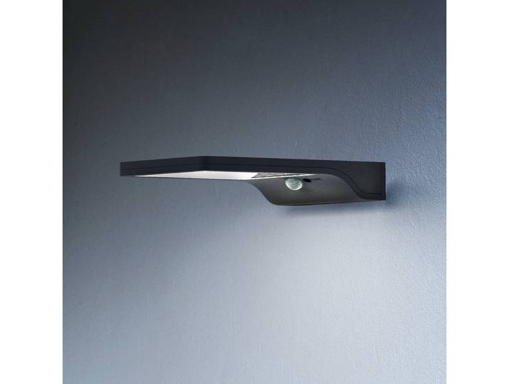 OSRAM LED-Solar-Außenwandleuchte DOORLED, silber Sensor IP44 DOORLED, chrom / silber, Kunststoff, Modern, Solarleuchte außen