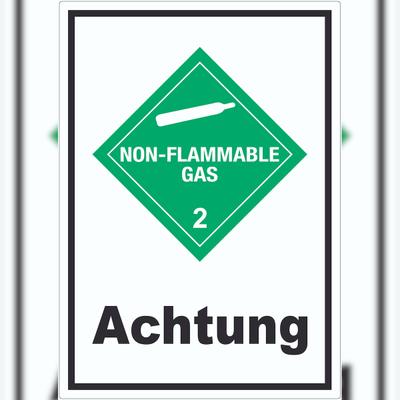 HB-Druck Aufkleber nicht entzündliches Gas Achtung non-flammable A3 (297x420mm)