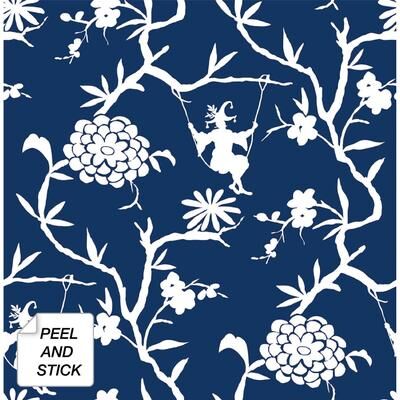 NextWall Chinoiserie Silhouette Peel and Stick Wallpaper