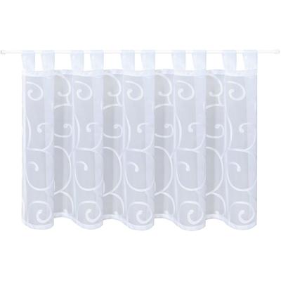 Gardine GERSTER "Quinta" Gr. 1, grau (grau, weiß), B:150cm H:50cm, Voile, Polyester, Gardinen, Gardine, Schlaufenpanneau bestickt