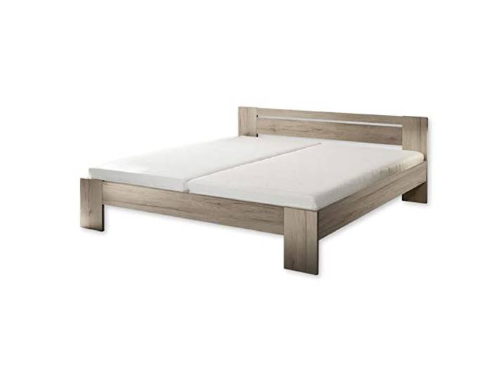 CANNES Futonbett 180 x 200 cm - Minimalistisches Doppelbett in Eiche San Remo Optik - 185 x 71 x 204 cm (B/H/T)