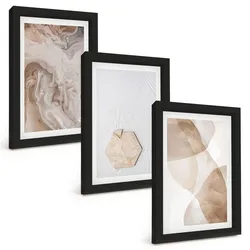 BILDER SET 3er Set - 20x30 cm Schwarzer Rahmen - Designerabstraktion der Natur