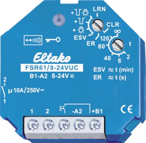 Eltako FSR61/8-24V UC Funk Schaltaktor Unterputz Schaltleistung (max.) 2000W Reichweite max. (im Freifeld) 30m