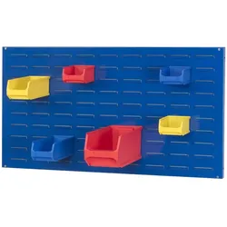 PROREGAL Trägersystem Blaue Systemplatte mit 18x grauen Sichtlagerboxen 3.0 | Maße HxB 50x100cm | Sichtlagerbox, Sichtlagerbehälter, Sichtlagerkasten