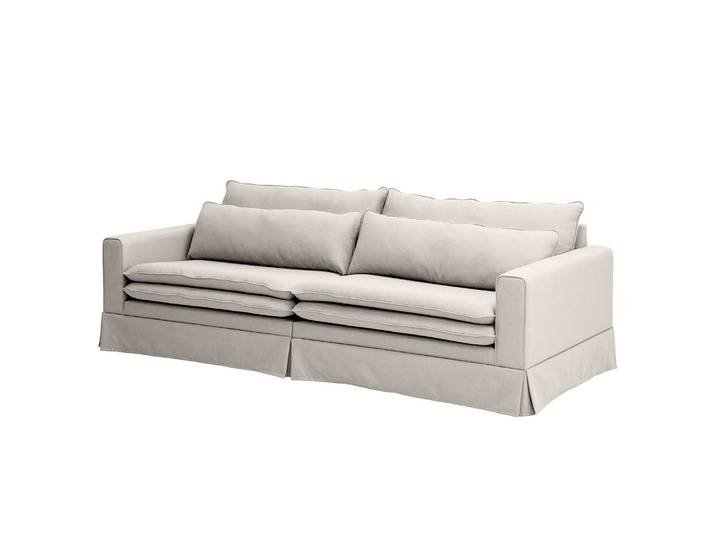 home24 XXL-bank Dailman grijs/lichtgrijs geweven stof Haiba 240 x 82 x 104cm modern
