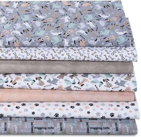 Patchwork- und Quiltpaket "Hunde", grau-color