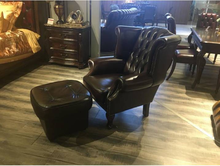 SOFORT LIEFERBAR Chesterfield Birmingham Ohrensessel Ledersessel SONDERPREIS Braun
