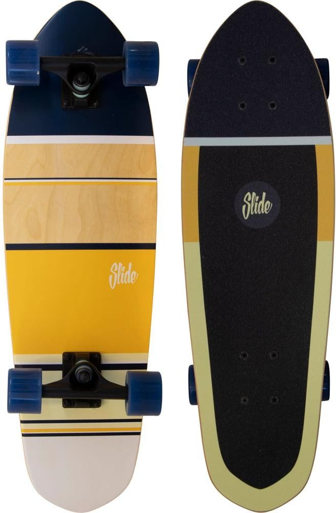 Skateboard "Slide Cruiser Stripes Yellow 28", blau (braun, gelb, schwarz), Skateboards, Skateboard braun, gelb, schwarz Einheitsgröße