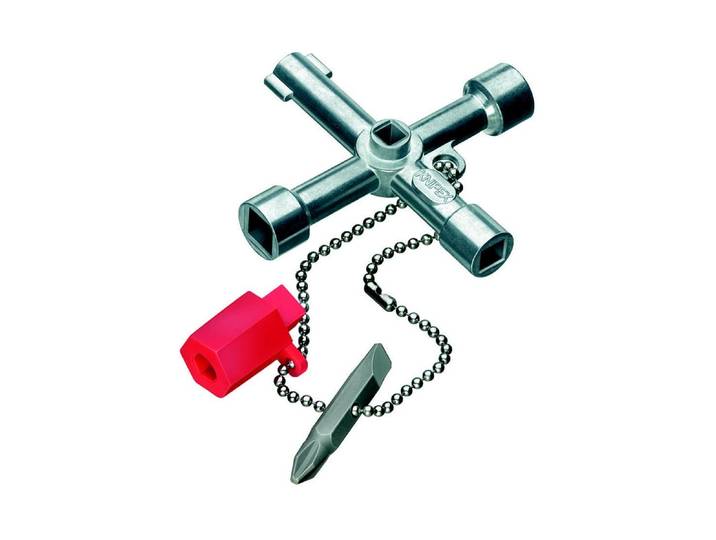 Steckschlüssel KNIPEX Schaltschrankschlüssel , bunt (silberfarben, rot), Stahl, Schraubenschlüssel, Steckschlüssel