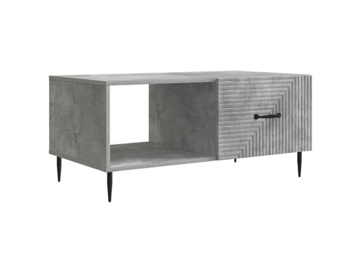 Rechteckiger Couchtisch, Grau, 90 x 50 x 40 cm, Holz und Metall, mit Aufbewahrung