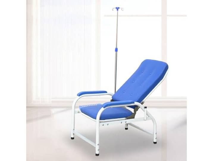 Reclining Medical Chair with IV Stand for Blood Draw & Patient Waiting(Full-lying Without Footrests)