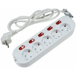 ChiliTec Steckdosenleiste mit Einzelschaltung 5-fach, weiß, 1,5m Kabel