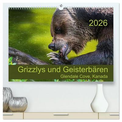 Grizzlys und Geisterbären - Glendale Cove, Kanada (hochwertiger Premium Wandkalender 2026 DIN A2 quer), Kunstdruck in Hochglanz