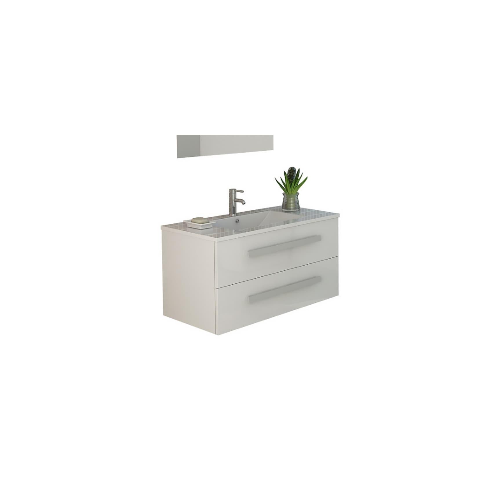 Badset LOCARNO weiss Badmöbel hochglanz Keramik Waschbecken 79.5 cm