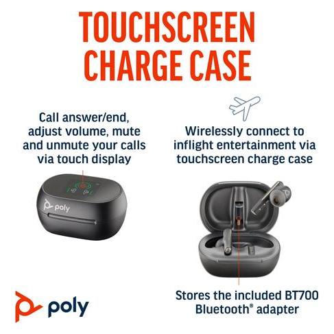 HP Poly Voyager Free 60+ UC Carbon Black Earbuds +BT700 USB-C Adapter +Touchscreen-Ladeetui (Kabellos, USB-C) (7Y8G4AA)