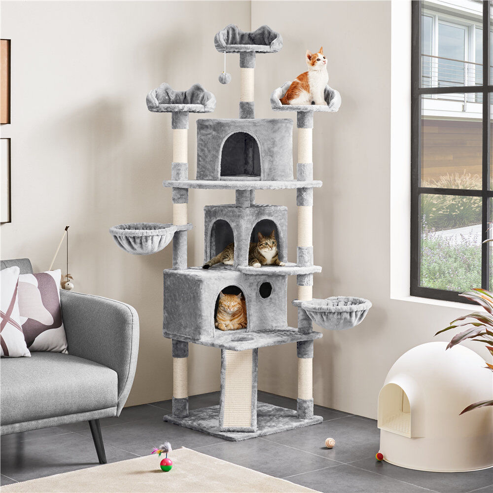 Yaheetech 192 cm H Cat Tree / Condo Light Grey 192cm H X 55.5cm W X 55.5cm D