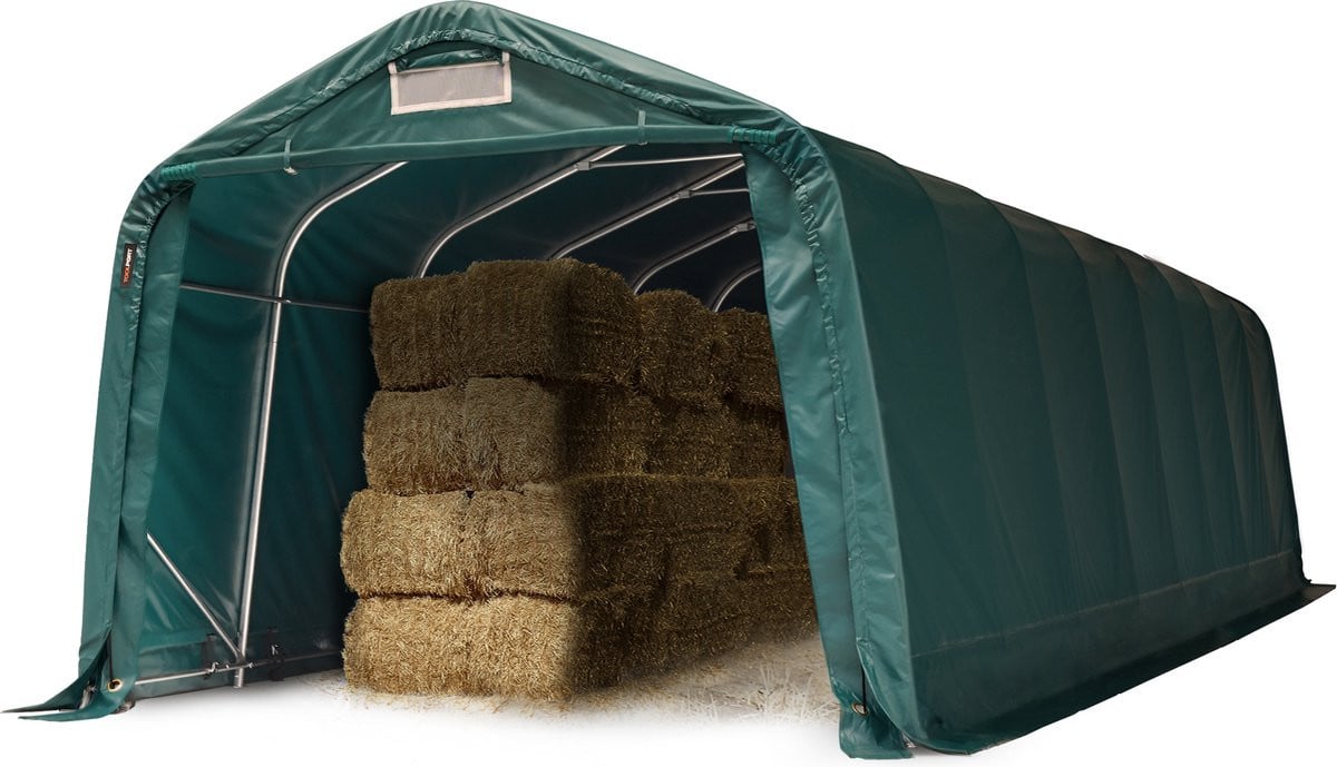 TOOLPORT Robuuste weidetent met weerbestendig 800N PVC-zeil, Groen, B: 3,3 m x L: 9,6 m