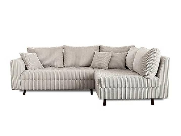 Lisa Design Rune – Ecksofa rechts – 4-Sitzer – aus Cord Hellgrau