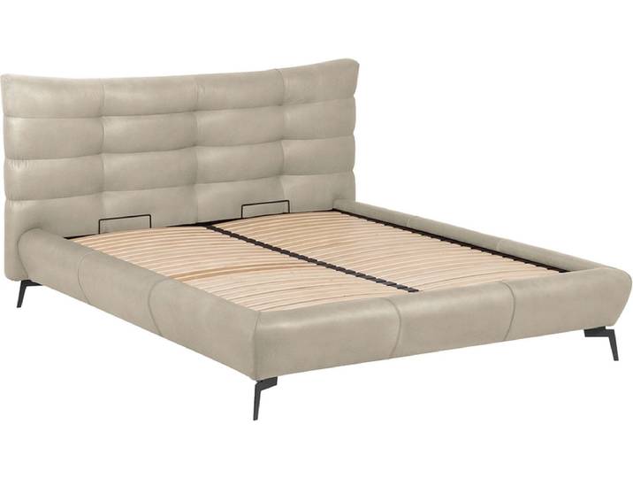 Bett WILLOW 160x200cm echtleder beige