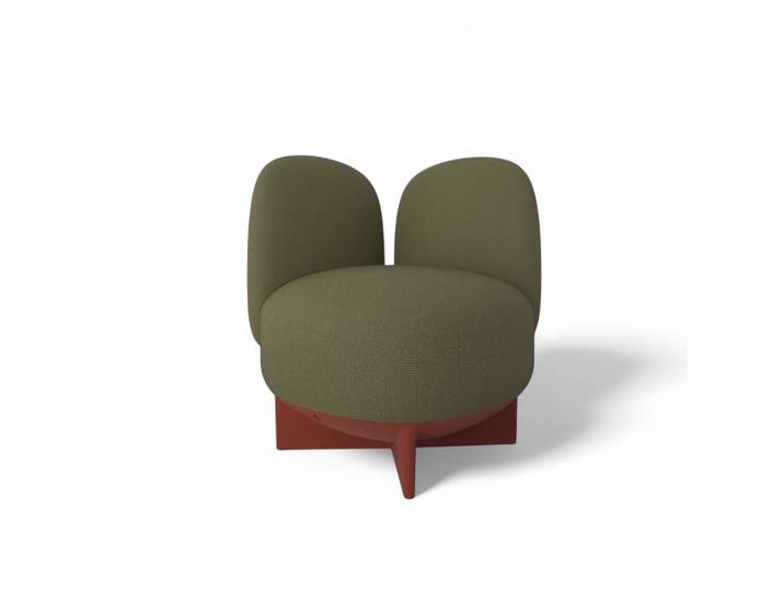 Gaber To-Go Hocker mit Rücken- & Armlehne, Grün/Ziegelrot, Neu